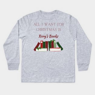 All I Want for Christmas is Rory's Books-Dark Kids Long Sleeve T-Shirt